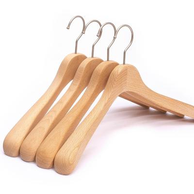 China Contemporary boutique wooden suit hanger with logo wooden coat hanger for fabrics clothing hanger for sale