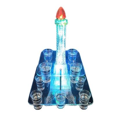 China Give Light High Quality Cheap Cocktail Display Tower Rack Shot Glass Tree Tower For Party Eiffel Tower Cocktail Bottle Display for sale