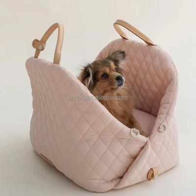 China Water Resistant New Design Portable Pet Carrier Bag Fashion Quilting Fabric Pet Travel Car Seat Dog Booster Car Seats Bed Dog Carrier Bag for sale