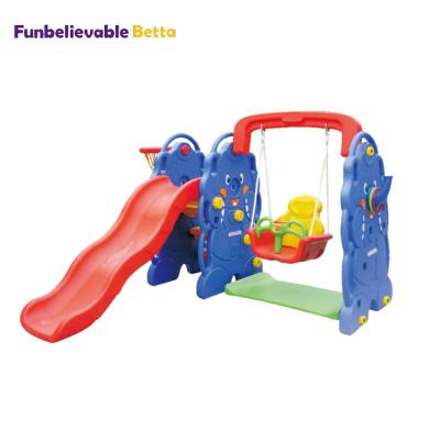 China 2021 Factory Custom Blue Cute Baby Plastic Indoor playground Withswing Slide And Swing Toy Set For Kid for sale