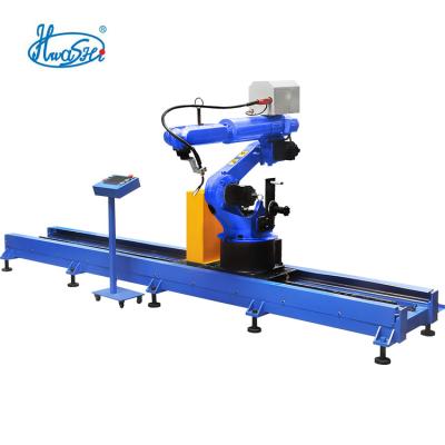 China 8kg HWASHI 6 Axis Industrial MIG Welding Robot Arm With 3m / 6m Railroad for sale