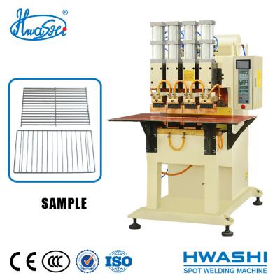 China 600mm HWASHI Four Head Pneumatic Wire Welding Machine , Manual Wire Shelf Spot Welding Machine for sale