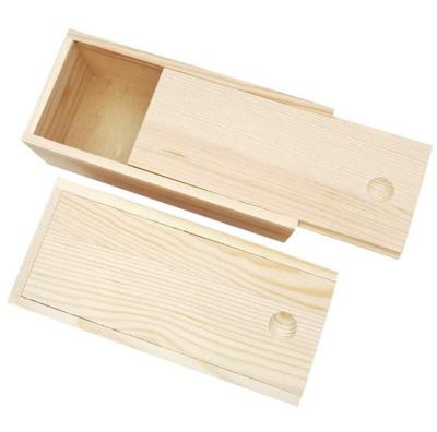 China Handmade Unfinished Wooden Boxes With Dividers Unfinished Wooden Box With Slide Lid Pine Box For Organizer for sale