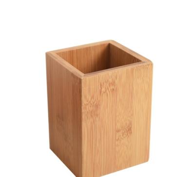 China Wooden Stationery Wooden Pen Holder Handmade Bamboo Desktop Pen Container Storage Storage Box for sale