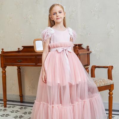 China 2022 Spring Style Children's Clothing Girl Regular Formal Princess Dress Off Shoulder Layered Suit With Big Expansion Skirt for sale