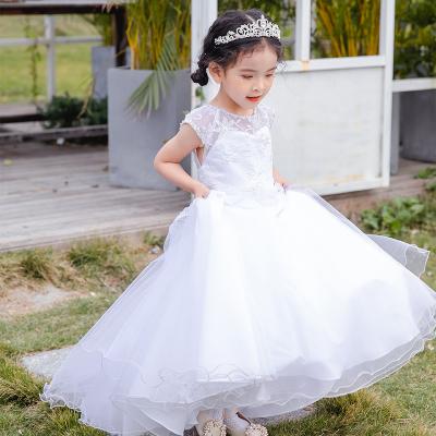 China Wholesale Short Sleeve Kids Boutique Girls American Pageant Tail Dresses Puffy Beaded Princess Children Prom Tulle Ball Gown Kids Dresses for sale