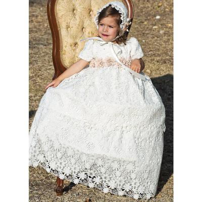 China 3M 24M yalindars lace dress Anti-wrinkle luxury toddler flower girl cream christening gown white baptism dress for baby for sale