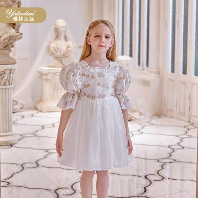 China Yalindars Exquisite Light Color Organza Princess Dress Little Girl's Sweet Elegant Kids Lace Up Summer Dress for sale