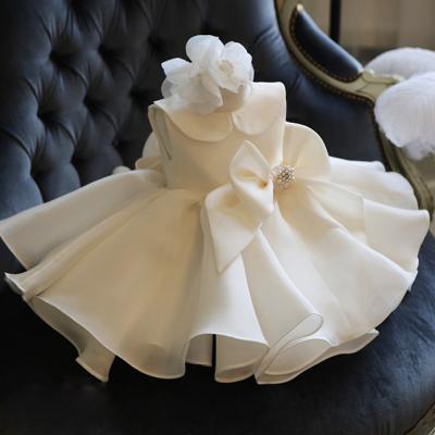 China Large Anti-wrinkle Bow Princess Sweet Kids Toddler Birthday Party Baptism Kids Baptism Newborn Baby Clothes Summer Dresses for sale