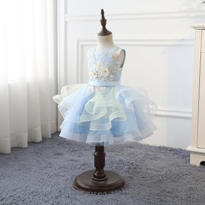 China Children's Anti-Wrinkle Dress Girls Sleeveless Performance Costume Lace Straps Birthday Catwalk Host Backless Tutu Skirt for sale