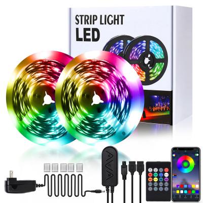 China Landscape 20m Music Sync App Control MIC 5050 RGB LED String Lights For Bedroom Party 20keys IR LED Remote Control Multicolor Strip Lights for sale