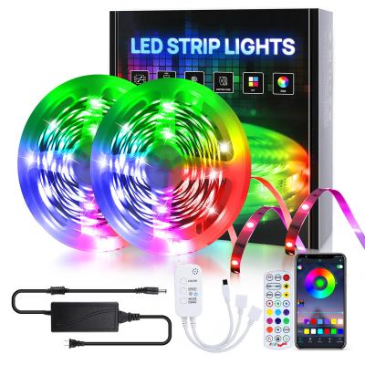 China Home Bedroom Party Decoration Music Sync Remote Control Smart 24Keys Color Changing LED Strip Lights For Bedroom Flexible 5050 LED RGB LED Strip Light Kit for sale