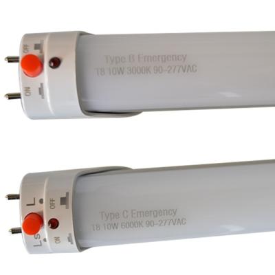 China Parking Lot/Office T8 Emergency LED Tube Light 4FT 18w 130lm/w With Rechargeable Battery Internal Driver Residential Lighting Emergency Tube for sale