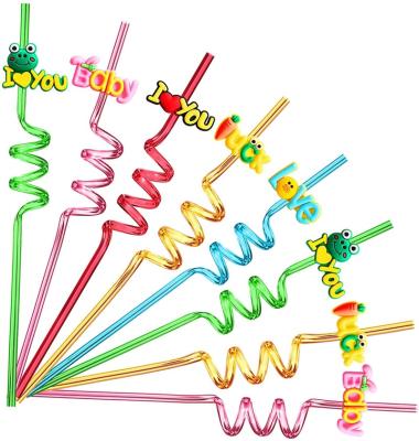 China Amazon Viable Hot Selling Straw With PVC Decoration 8 Colors Wholesale Straws With Package Club Straw For Kids Birthday Party for sale