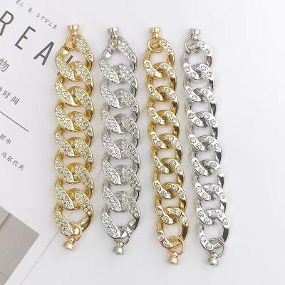 China 2022 Latest Designer Bling Metal Croc Chains Diamond Croc Chains Decoration Eco-friendly Custom Women Shoe Accessories Bling Charms for sale