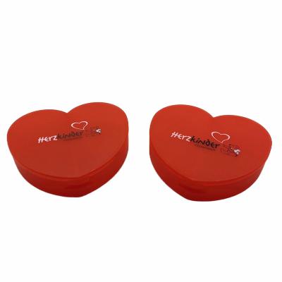 China Travel Heart Shape 2 Compartments Plastic Pill Box For Daily Pocket Or Purse Vitamin Fish Oil Supplements for sale