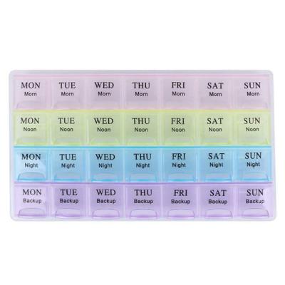 China Wholesale Plastic Storage Box Pill Organizer Weekly 7 Day With 28 Compartments Plastic Pill Box for sale