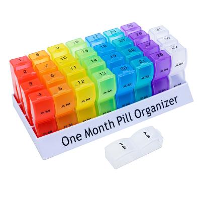 China Plastic Monthly Pill Organizer 2 Times A Day One Month Pill Box AM P.M. for sale