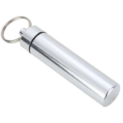 China Large Size Waterproof Micro Metal Metal Pill Drug Case Aluminum Pill Box With Key Chain for sale