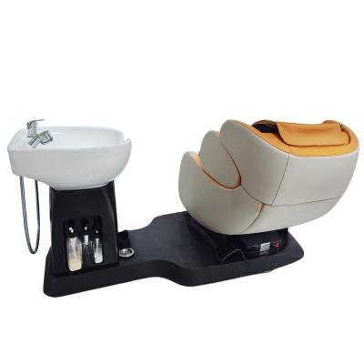 China Chinese Wholesale Salon Furniture Electric Spa Hairdresser Massage Chair Shampoo Chair With Basin for sale