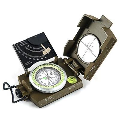 China Pointing multifunctional camping prismatic compass guide factory survival compass green multifunction military compass with OEM service for sale for sale