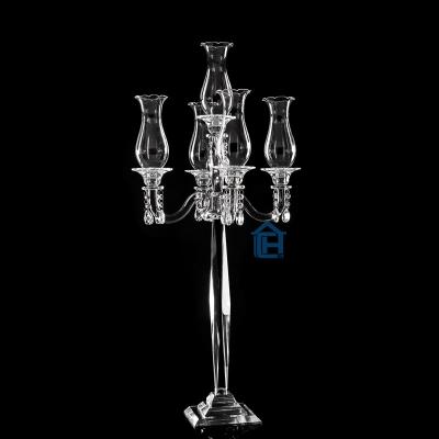 China Custom Clear Floor Standing 5 A.M. Crystal Candelabra Home Decoration Tall Candelabra For Wedding /home /hotel decoration for sale