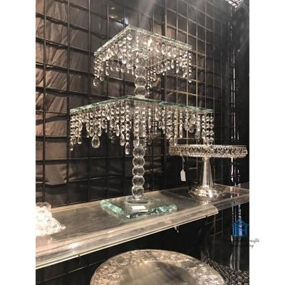 China China New Style Square Crystal Wedding Cake Stand Large Luxurious Cake Stand For Wedding Decoration for sale