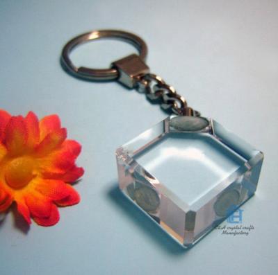 China China Customizable Various Style Empty Crystal 3D Laser Engraving Crystal Key Chain and Key Ring for Gift for sale