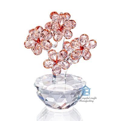 China China Hot Sale High Quality Crystal Glass Decorative Flower Carve Art and Collectable Engraving for Home Decor for sale