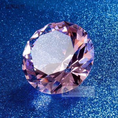 China Europe Handmade Centerpieces Angelic Healing K9 Wedding Crystal Glass Gem Diamond Paperweight Pink for sale