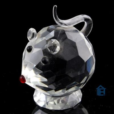 China China design cute top clear crystal mouse animal glass figurine for gift gifts for sale