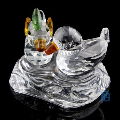 China China hand carve tangerine duck loving crystal tangerine duck for wedding gift for sale