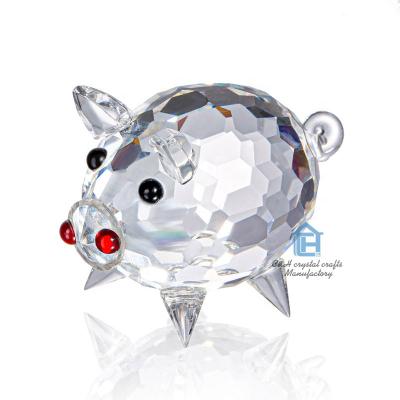 China China hot sale high quality k9 pig crystal hand carved Chinese Crystal Animals pig figurine for sale