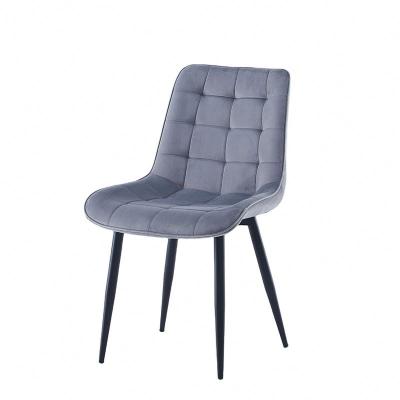 China Designer Creative Nordic Restaurant Gray Shell Luxury Velvet Dining Chair Modern Soft Roll Tufted for sale