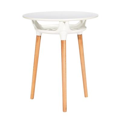 China High quality durable plastic table with wooden leg in dining room for sale