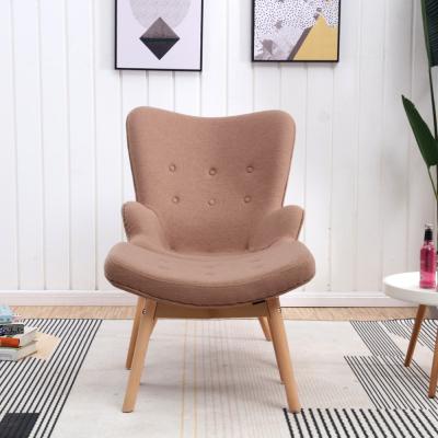 China Removable Cover Mid Century Modern Velvet Fabric Upholstered Accent Armchair With Solid Wood Legs for sale