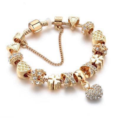 China Trendy Charm Beaded Bracelet, Crystal Inlay Women Bracelet, Gold Luxury Bracelet for sale