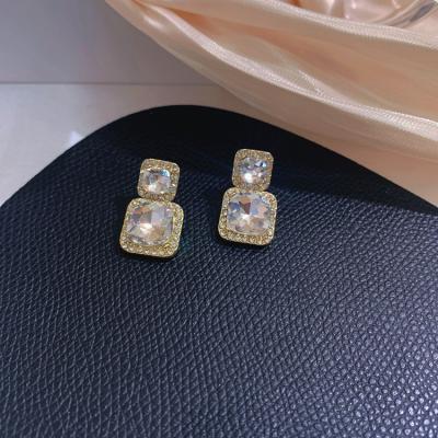 China Durable Geometry Rhinestone Diamond Stud Earring S925 Sterling Silver Needle Earring For Women Female for sale