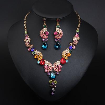 China CLASSIC High Quality Bling Cubic Zircon Crystal Necklace Earring Bridal Jewelry Sets Jewelry Sets For Women for sale