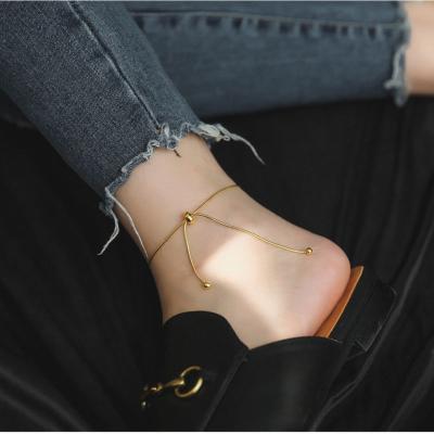 China FASHIONABLE high quality gold plated adjustable necklace slipped beads anklet chain necklace bracelet set for women for sale