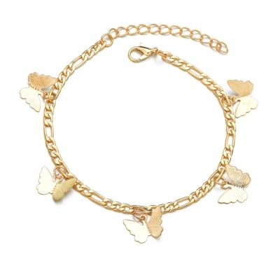 China TRENDY Silver Gold Plated Anklet Chain Jewelry Tennis Butterfly Bracelet Anklet For Women for sale