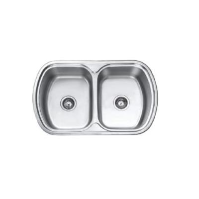 China Without Faucet Double Bowl Top Mount Stainless Steel Sink for sale