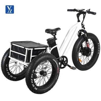 China Electric bicycle tricycle tricycle adult 48V 13Ah cargo aluminum alloy E of the lithium battery 500W electric three-wheeled large tire for sale