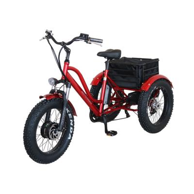 China Standard 24 Inch 20inch Fat Tire 48V 15Ah Electric Tricycle Wheels Lithium Battery 3 Wheel Three Wheel Electric Tricycle Bike With Basket for sale