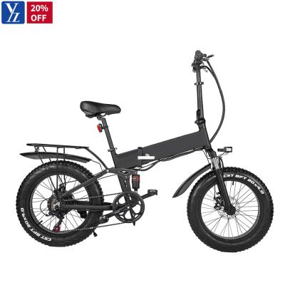 China Aluminum Alloy 7 Speed ​​Folding 1000w Electric Bike 20 Inch Full Suspension 48V 13AH 15AH Brake Fold Dual Disc e Bike SHIMANO Derailleur for sale