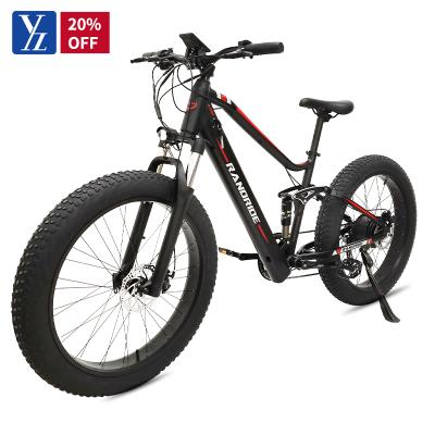 China Aluminum Alloy Full Suspension Mountain Bike 500W 48V10.4AH 9 Speed ​​Brake 26*4.0CST Tire Electric Aluminum Dual Disc Bicycle Fat Bike for sale