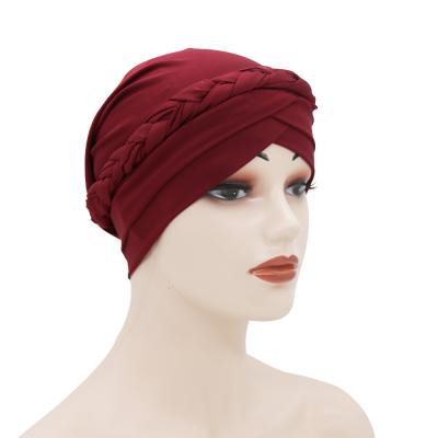 China Solid Color Healthy Forehead Cross Turban Hat For Ladies Hijab Muslim Inner Muslim Inner Hats Hijab Arab Head Wrap Head Scarf for sale