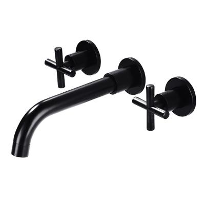 China Crane Wall Mounted Dual Handle Water Metered Mixer Basin Bathroom Sink Wall Sink Faucets STOCCO Hot And Cold Widespread Faucets for sale