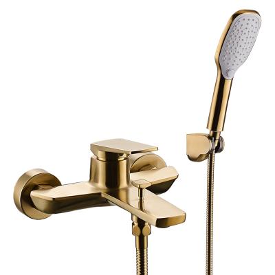 China Without Slide Bar Bathtub Bathroom Shower High Quality Wall Mounted Mixer Taps Set With Hand Held for sale