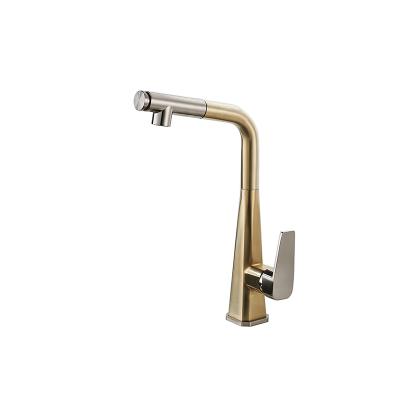 China Pull Out Spray Matte GOLD Kitchen Sink Faucet Pull Down Torneira Cozinha Single Mixer Tap Kitchen Faucet Handle Mixer Tap 360 Rotation for sale